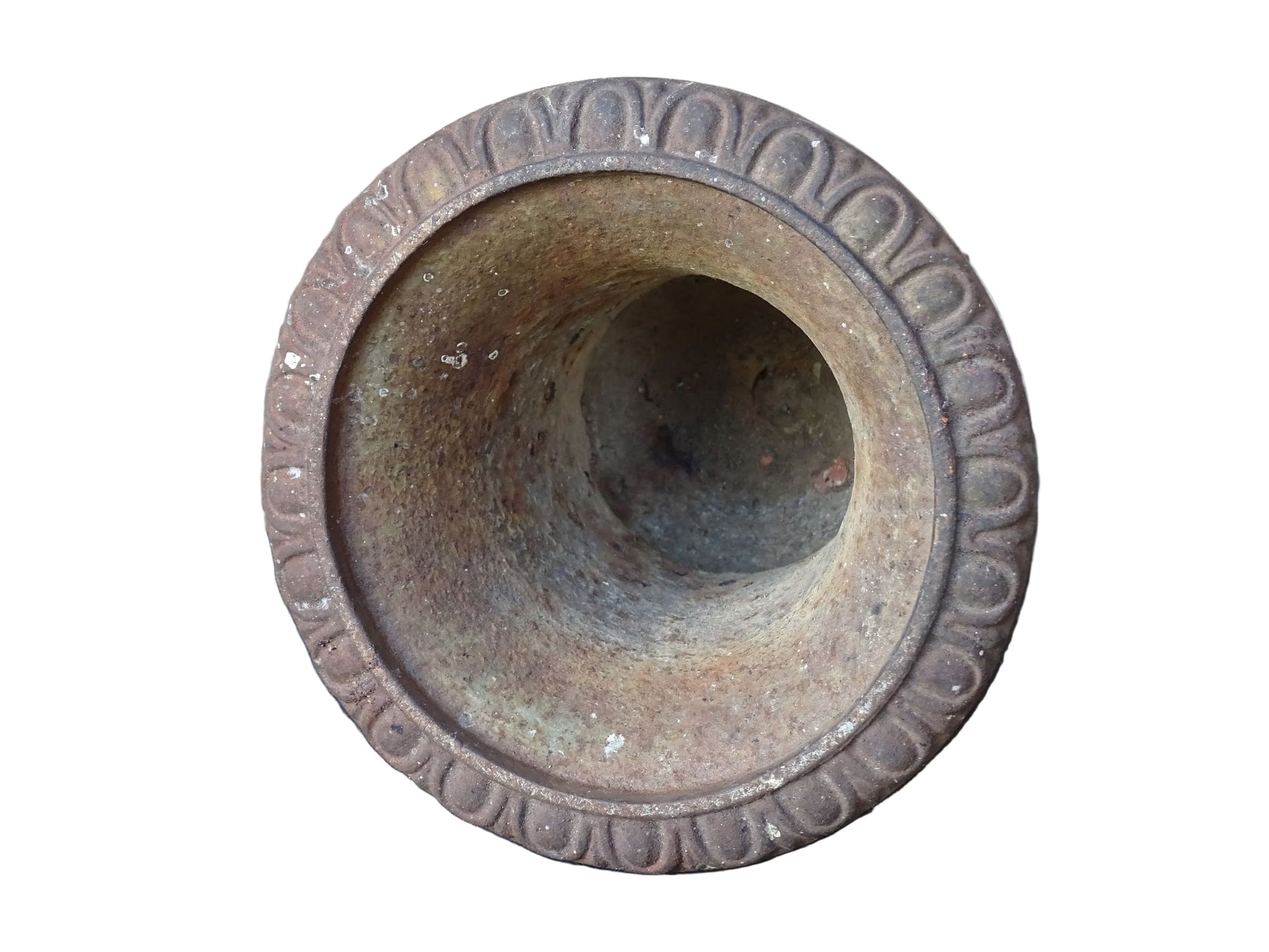 French antique cast iron planter, Medici planter with patina and rusting. 