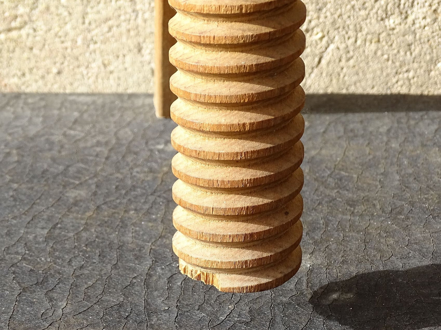 Vintage adjustable wooden stool, wood atelier stool. 