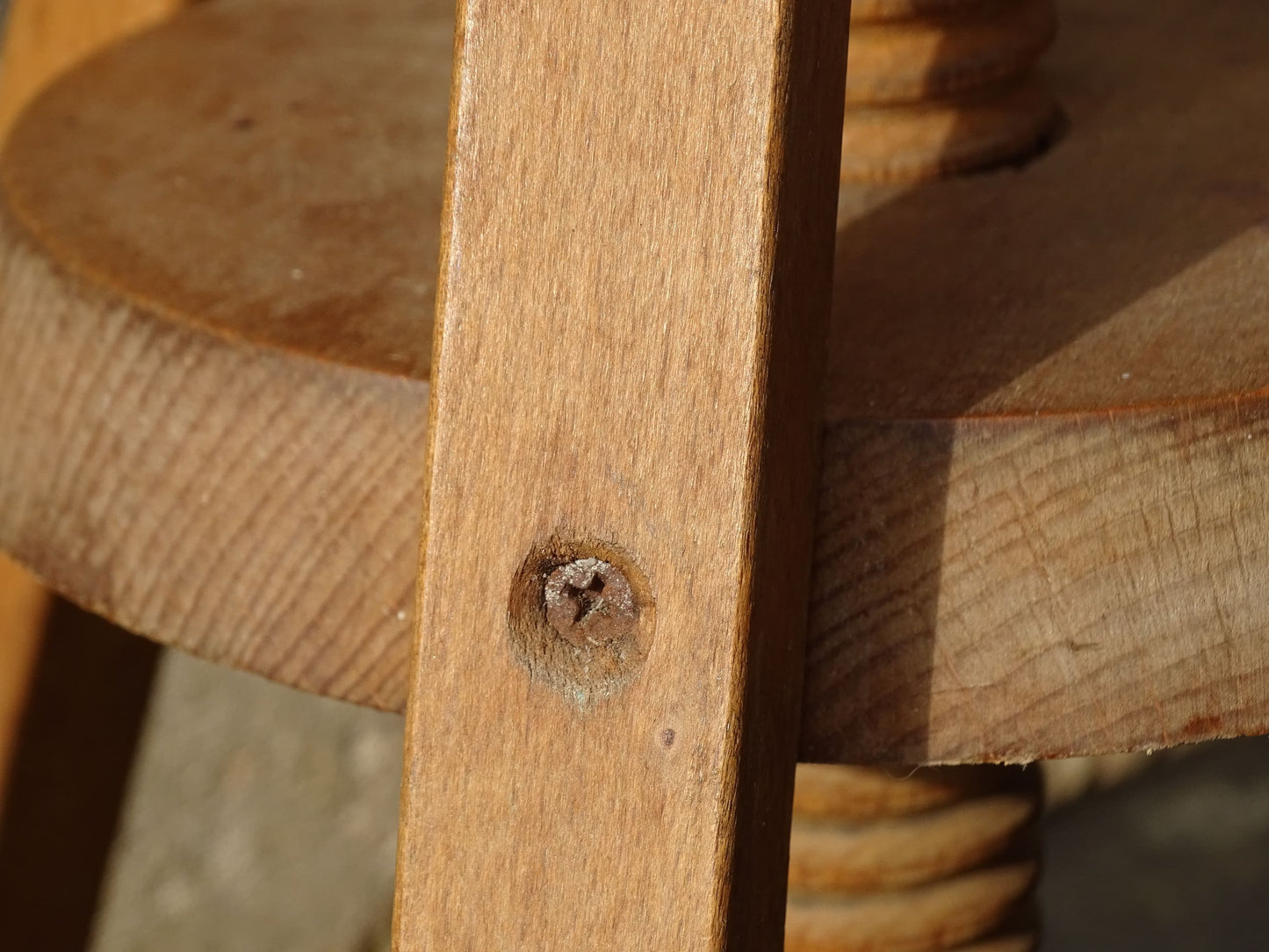 Vintage adjustable wooden stool, wood atelier stool. 