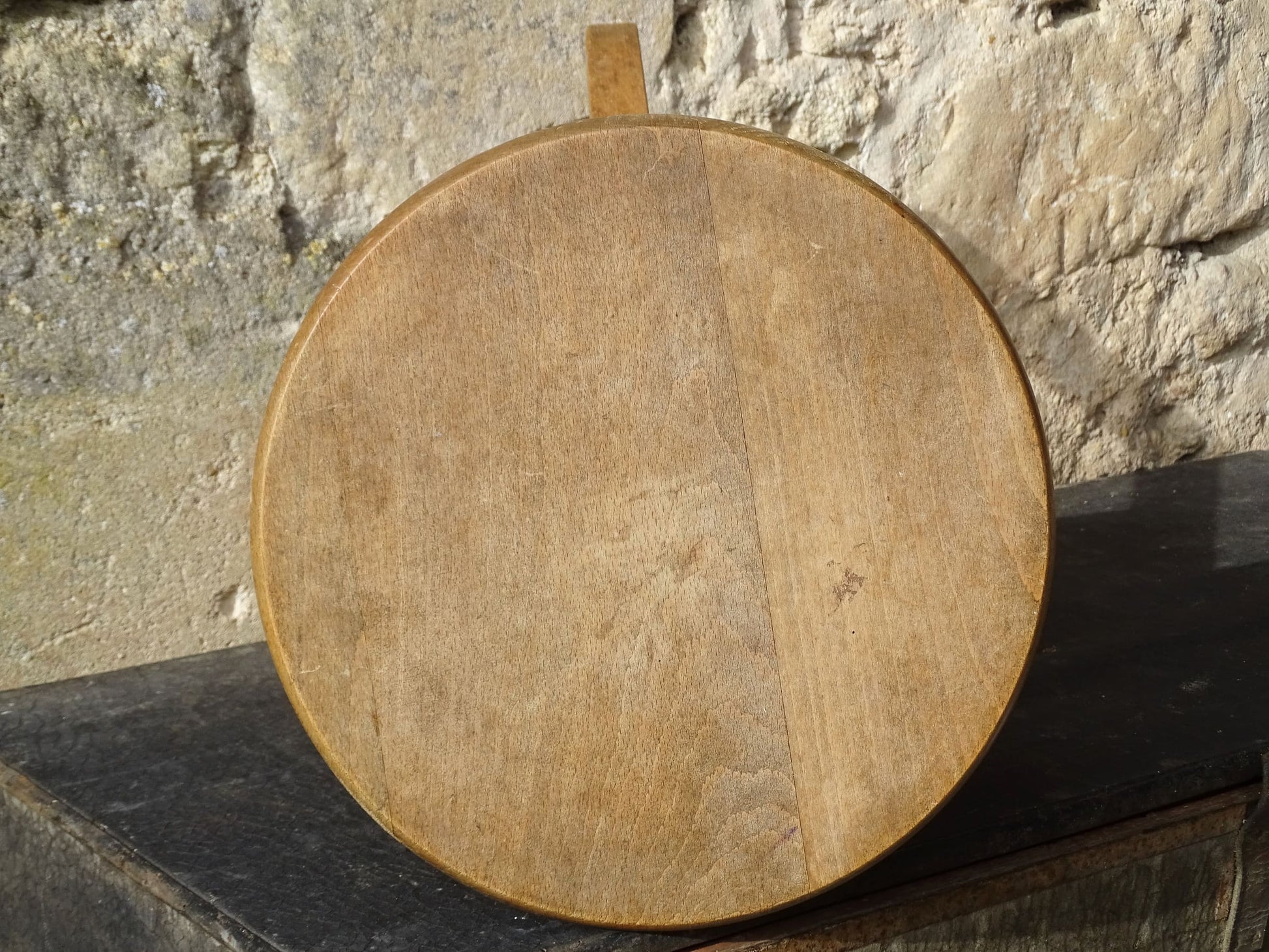 Vintage adjustable wooden stool, wood atelier stool. 