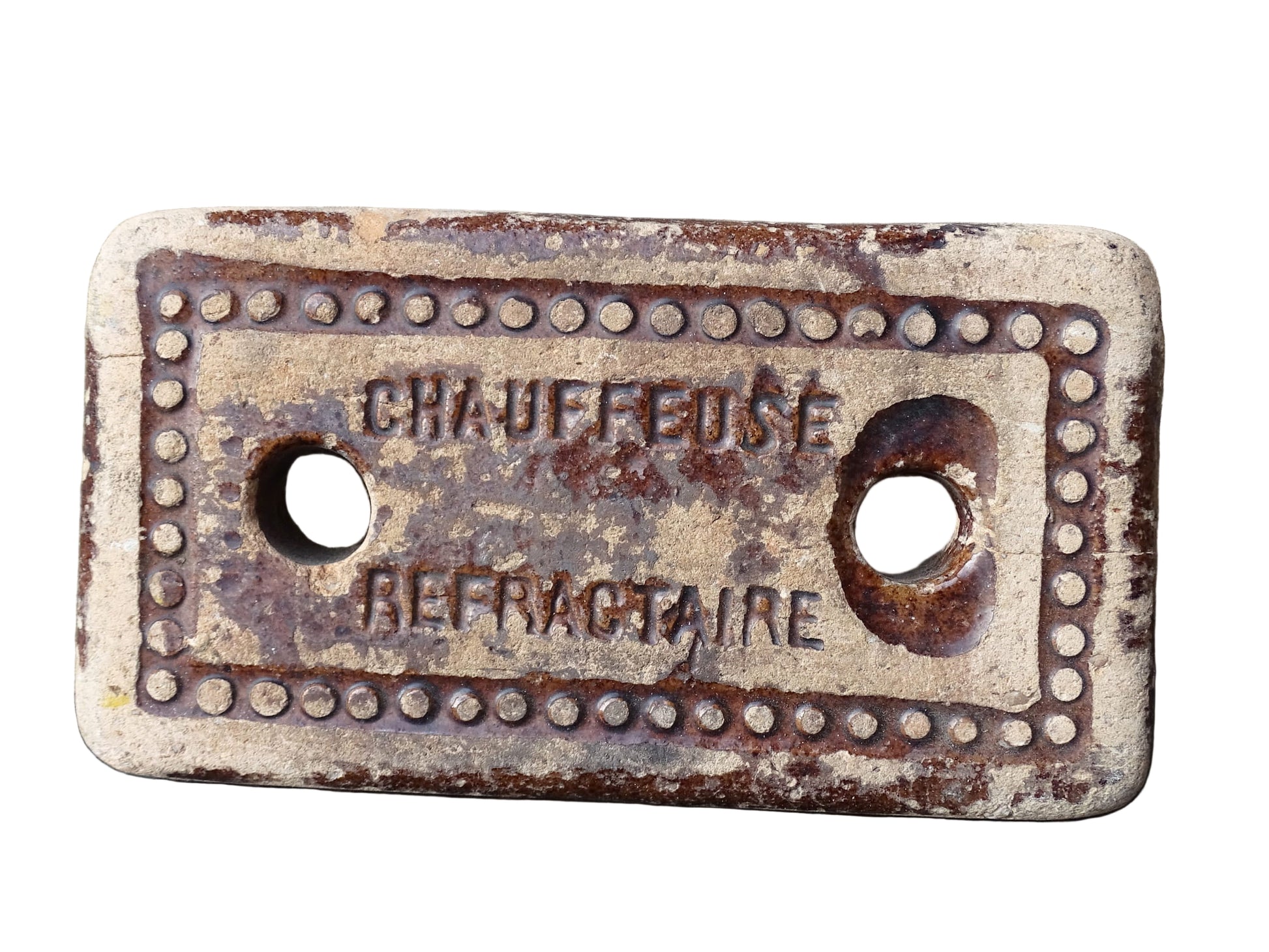 'Crauffeuse Refractaire' French antique ceramic warming brick with a brown glaze. Chauffe-lit or pottery bed warmer. 