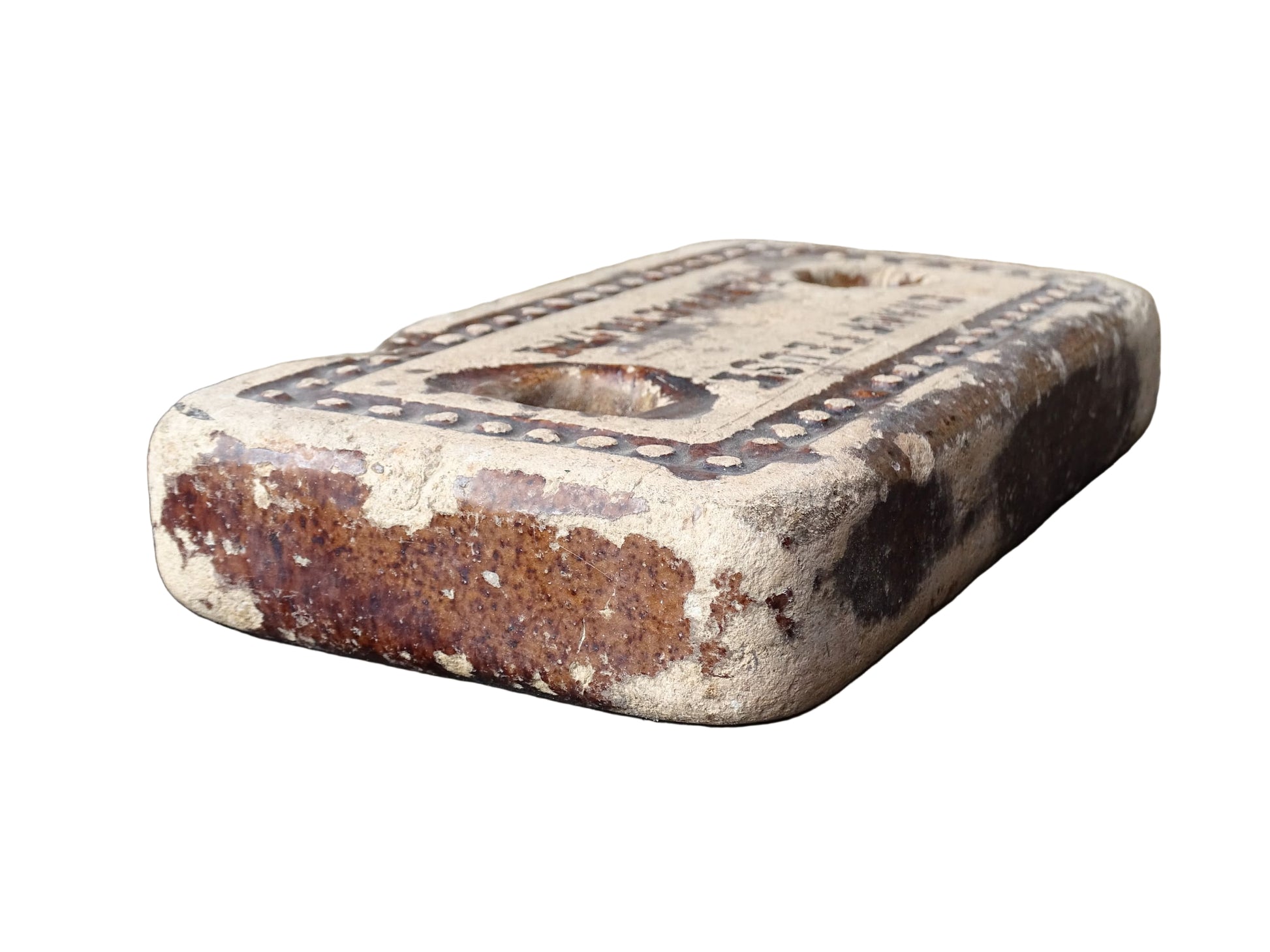 'Crauffeuse Refractaire' French antique ceramic warming brick with a brown glaze. Chauffe-lit or pottery bed warmer. 