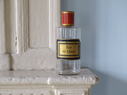French antique "Eau de Chaux" glass pharmacy bottle 