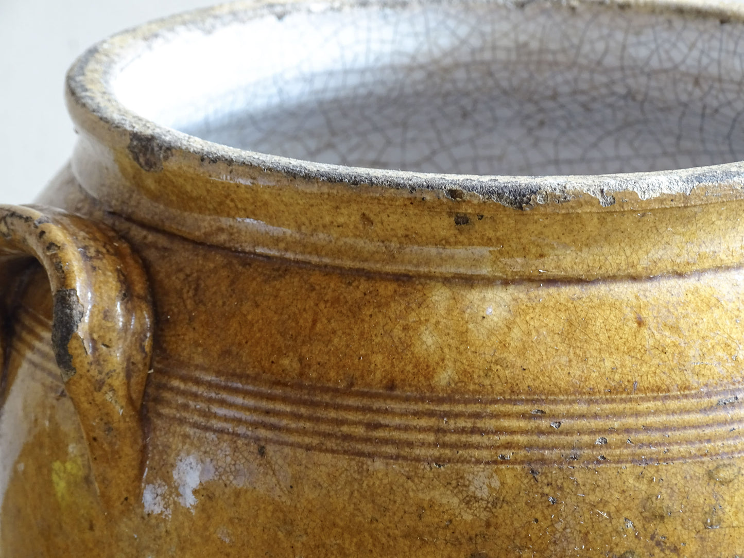 French Antique Stoneware Jar with Brown Glaze - Confit Pot 9.6"