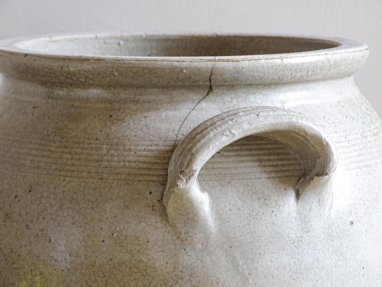 Close up of an antique ceramic jar