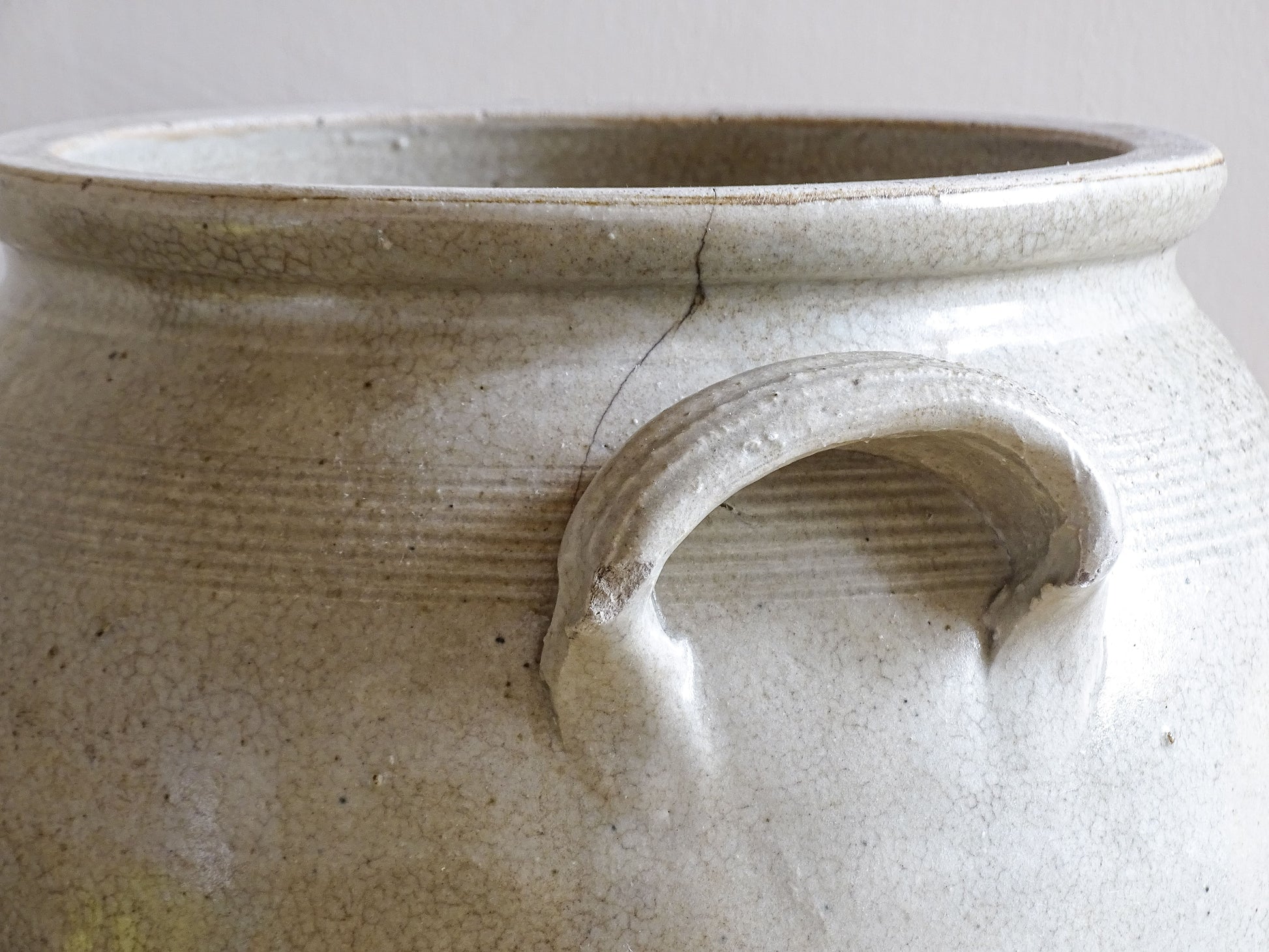 Close up of an antique ceramic jar