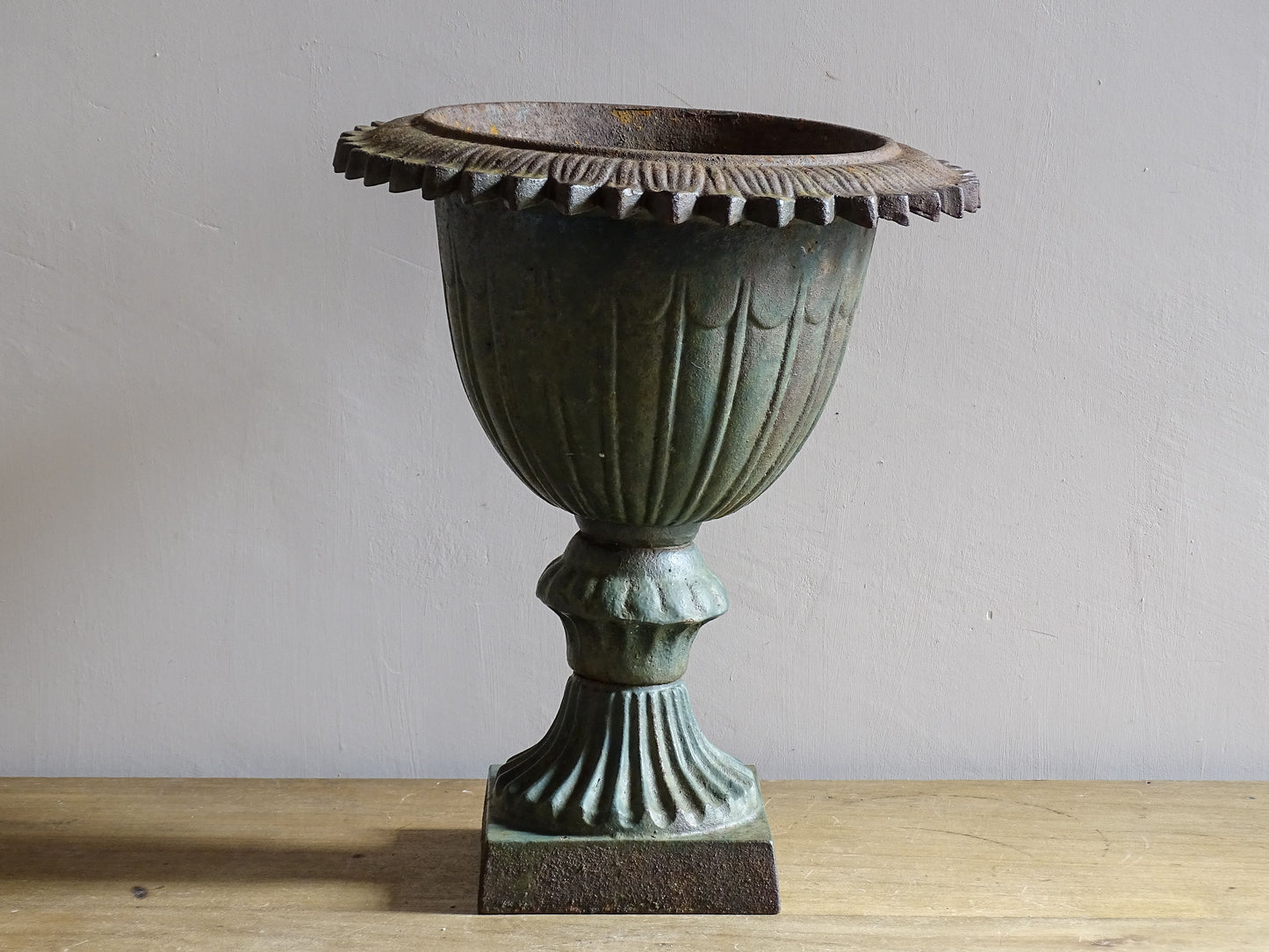 Cast iron campana urn planter for garden or terrace