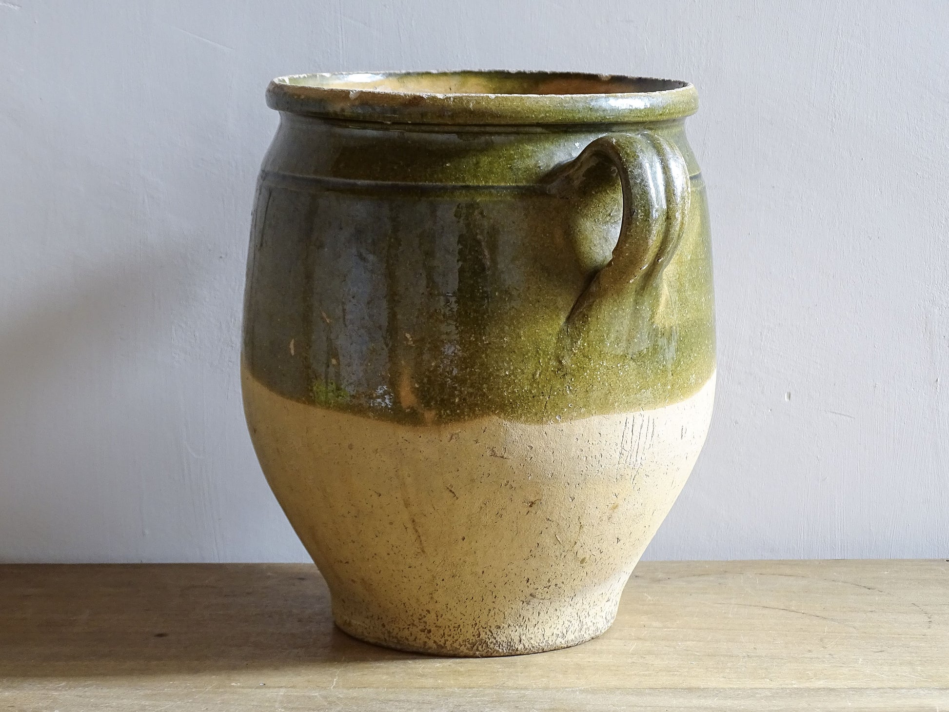 South west France confit pot with natural clay body and glazed rim