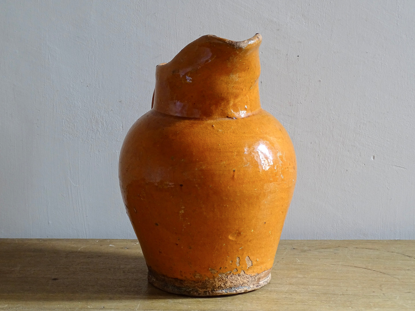 Southern French terracotta cruche with single handle and pouring spout