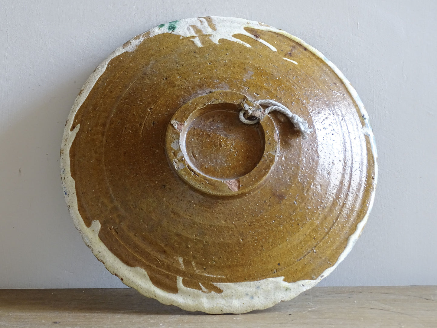 Mid century ceramic wall plate wheel thrown Studio Pottery