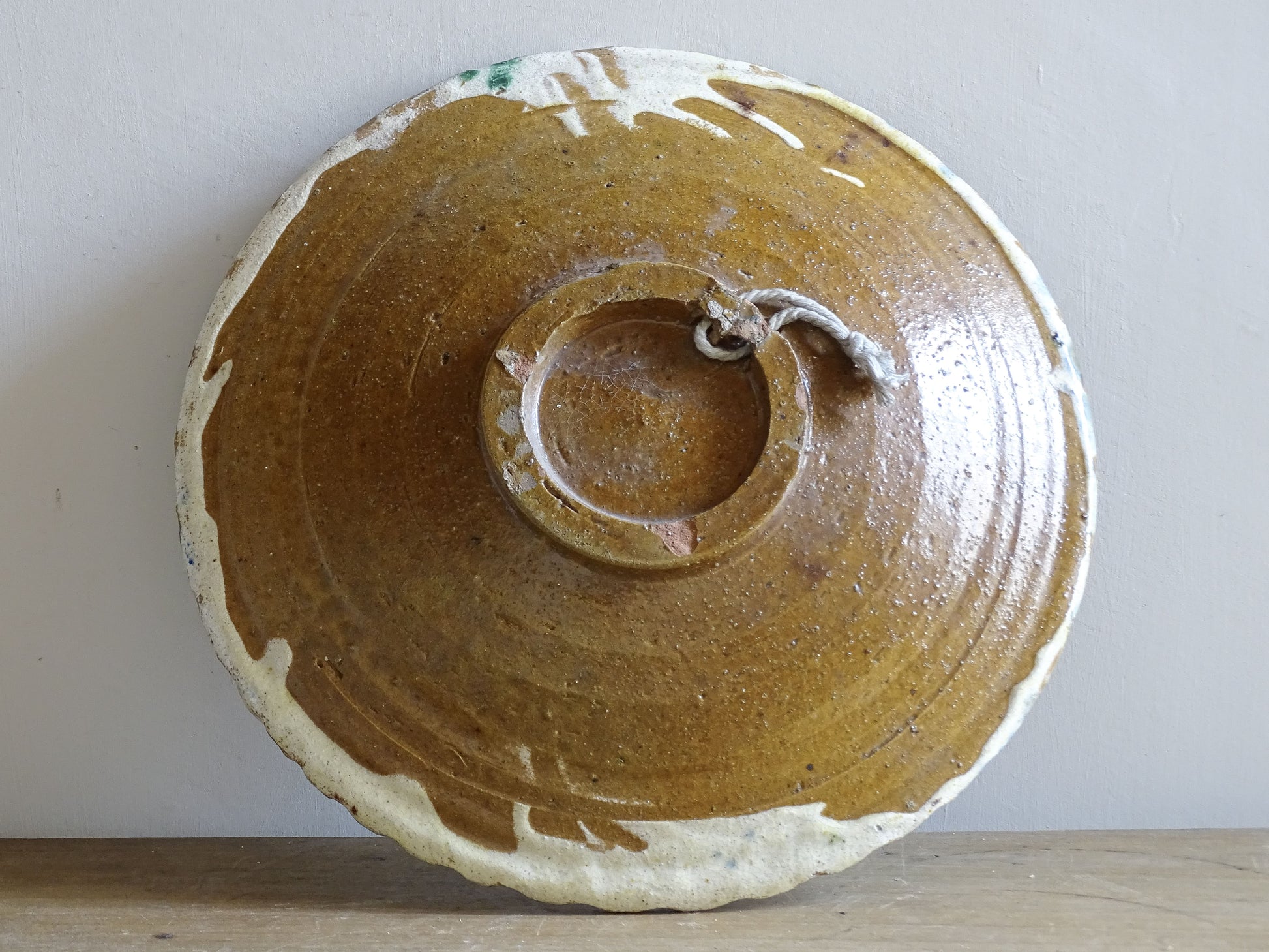 Mid century ceramic wall plate wheel thrown Studio Pottery