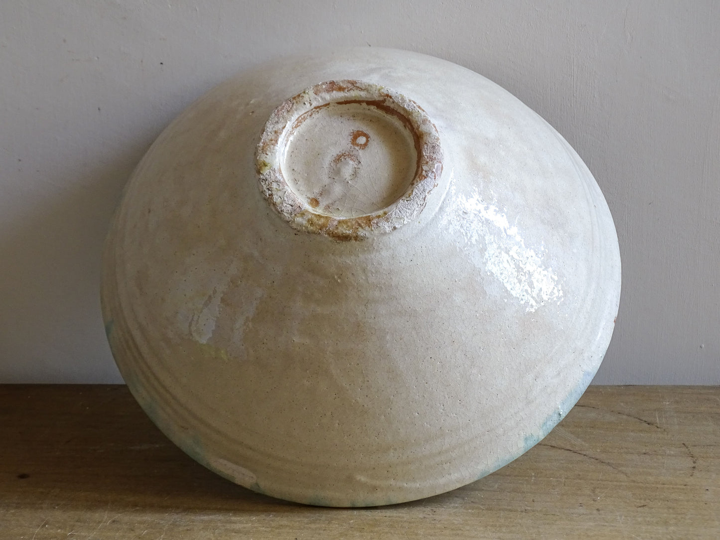 French Vallauris pottery bowl with vibrant turquoise and cobalt glaze