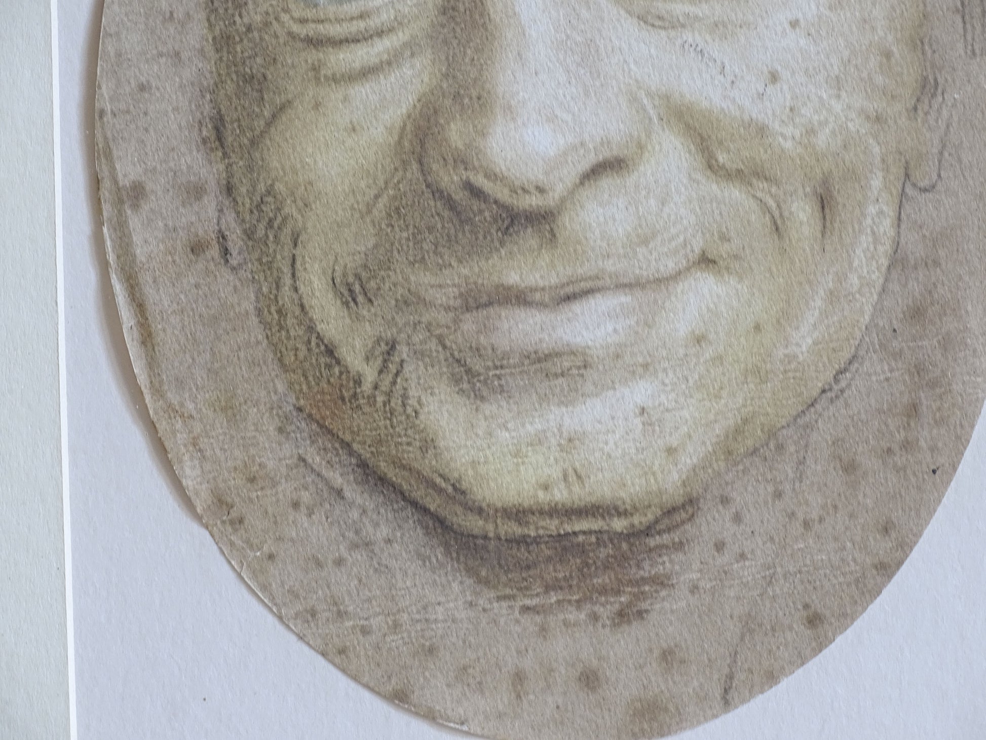 French Antique self portrait print after Maurice Quentin de La Tour oval format