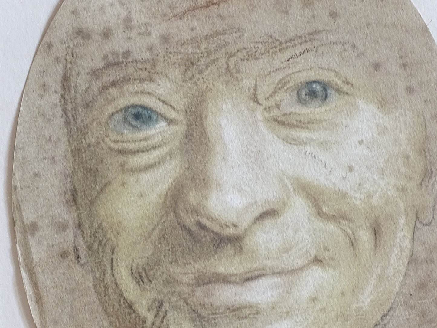 French Antique self portrait print after Maurice Quentin de La Tour oval format
