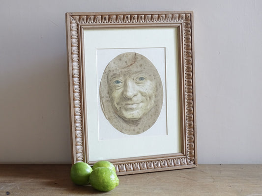 French Antique self portrait print after Maurice Quentin de La Tour oval format