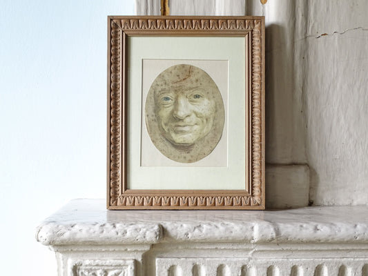 French Antique self portrait print after Maurice Quentin de La Tour oval format