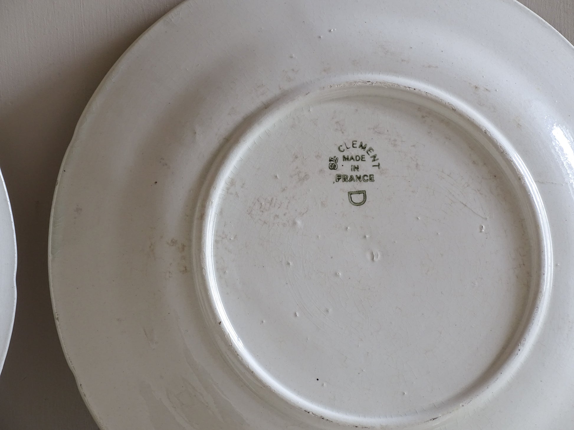 French country dining plate with asparagus motif and floral Art Nouveau decoration