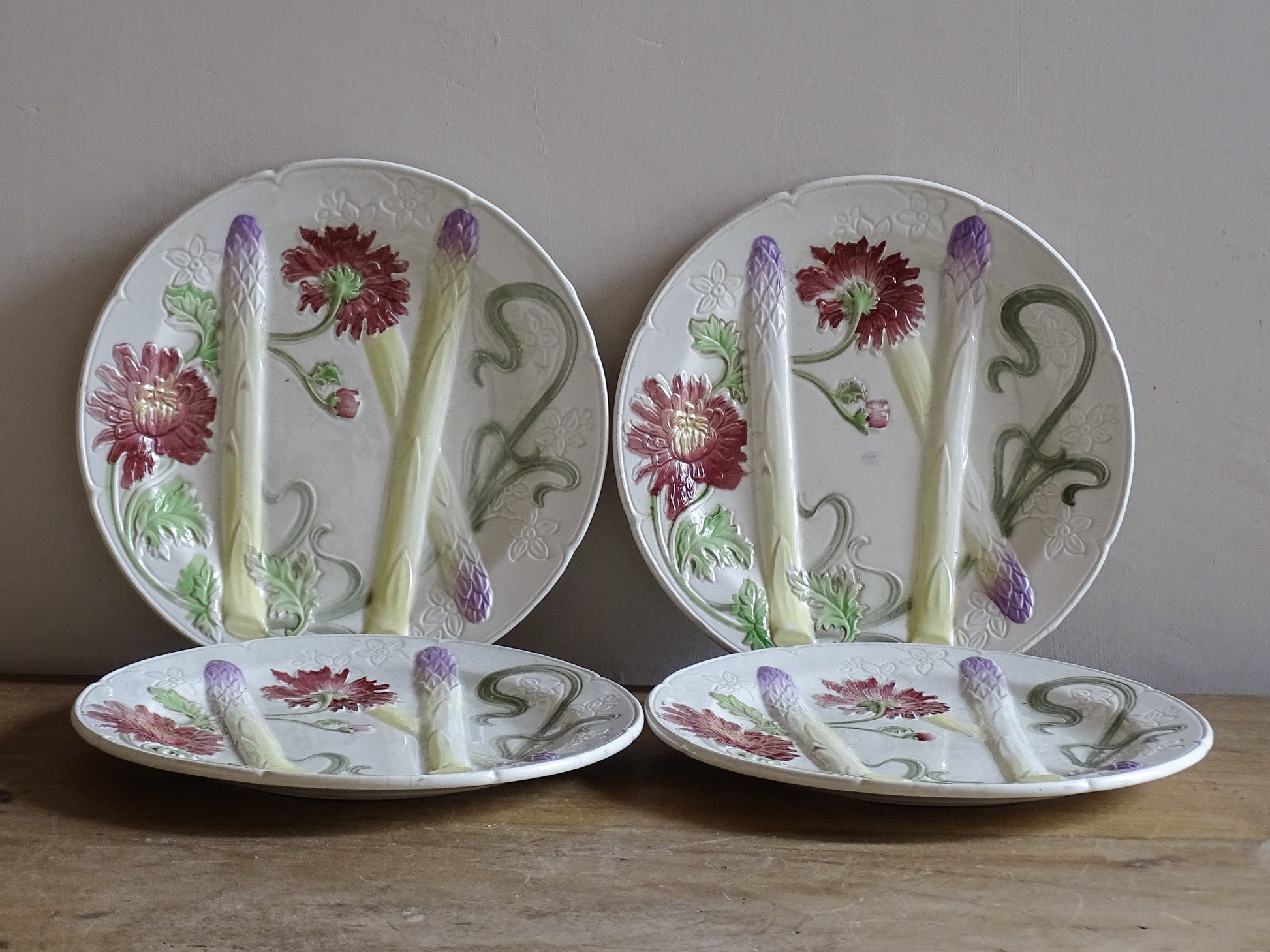 Antique French faience asparagus plate by Saint Clément circa 1900