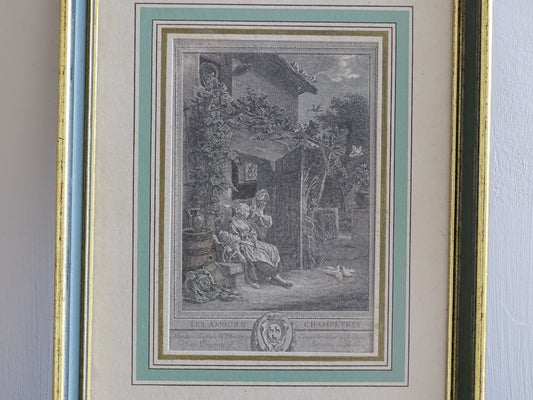 French engraved print Les Amours Champêtres after 18th century composition