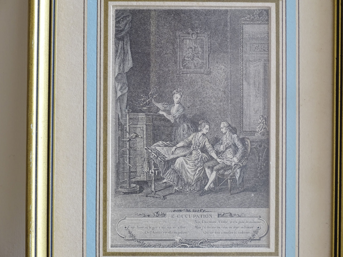 Antique French Rococo engraving by Charles-Louis Lingée after Freudenberger