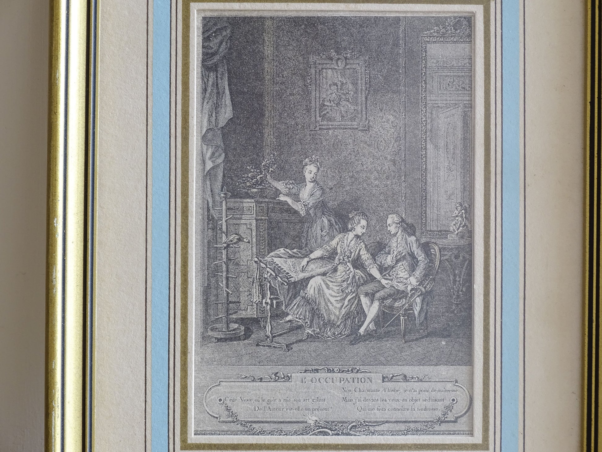 Antique French Rococo engraving by Charles-Louis Lingée after Freudenberger