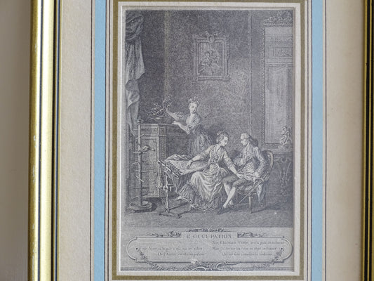 Antique French Rococo engraving by Charles-Louis Lingée after Freudenberger