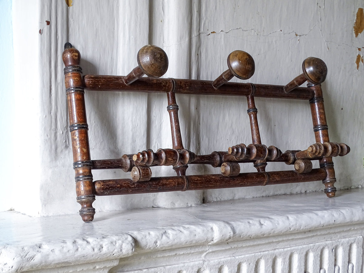 French vintage bamboo coat hooks, pictured in a country house