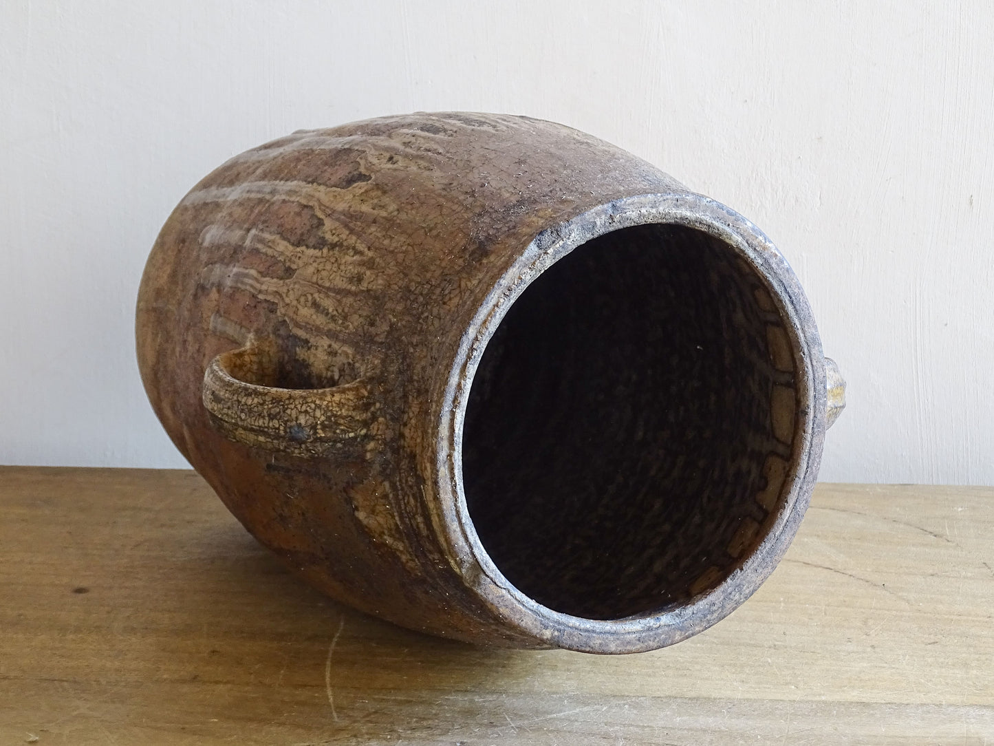French Antique Earthenware Jar with Two Handles