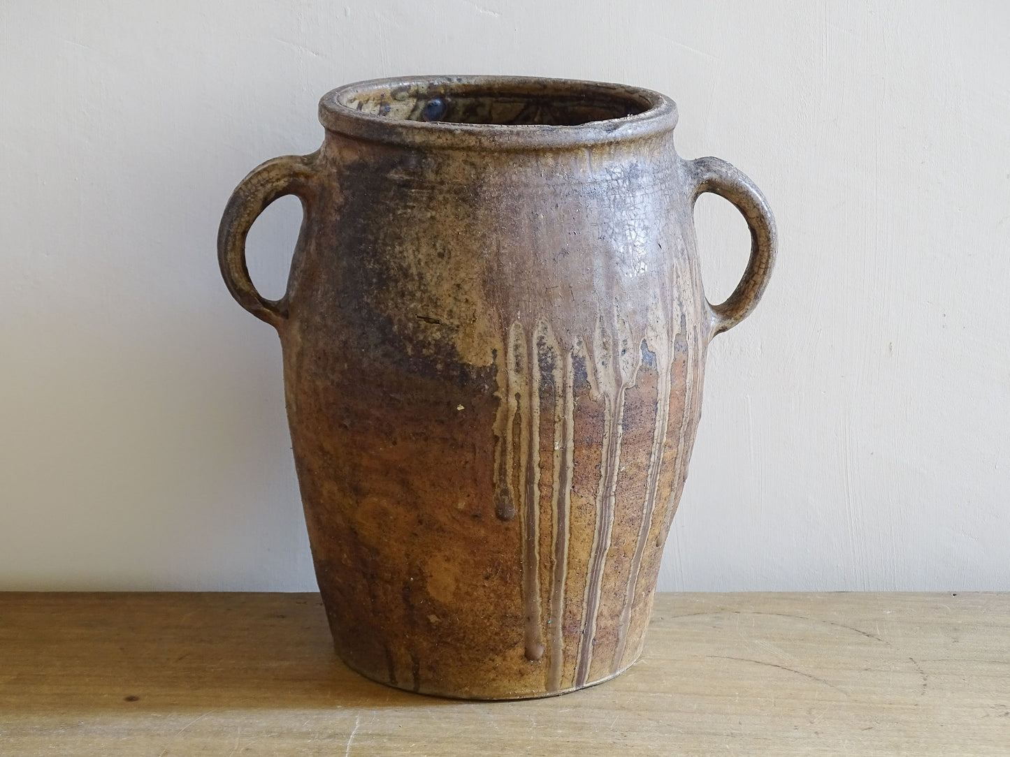 French Antique Earthenware Jar with Two Handles