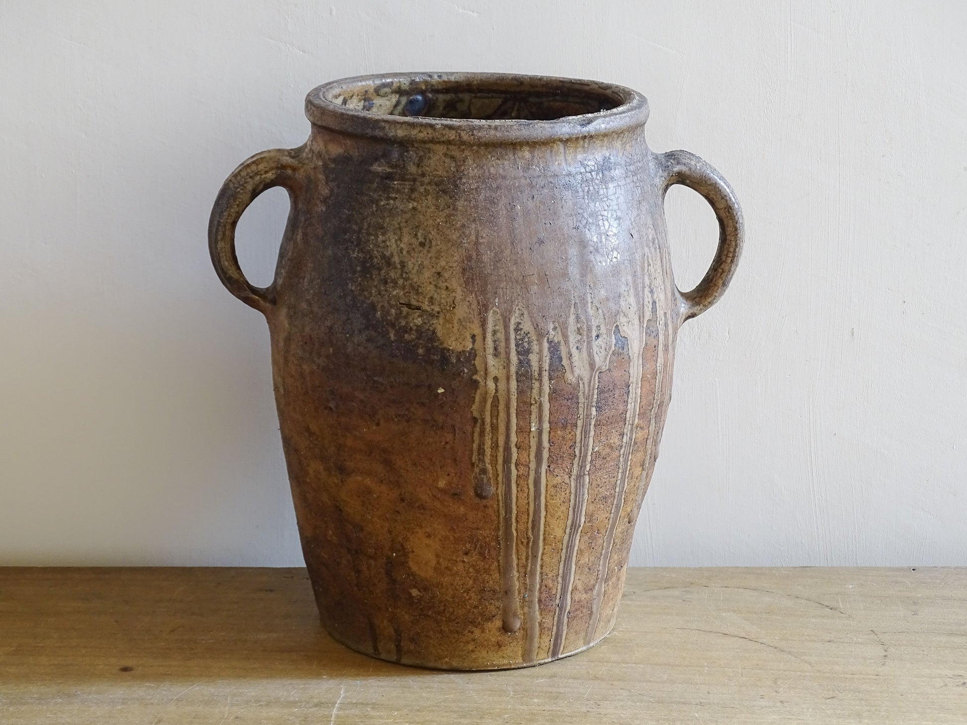 French Antique Earthenware Jar with Two Handles