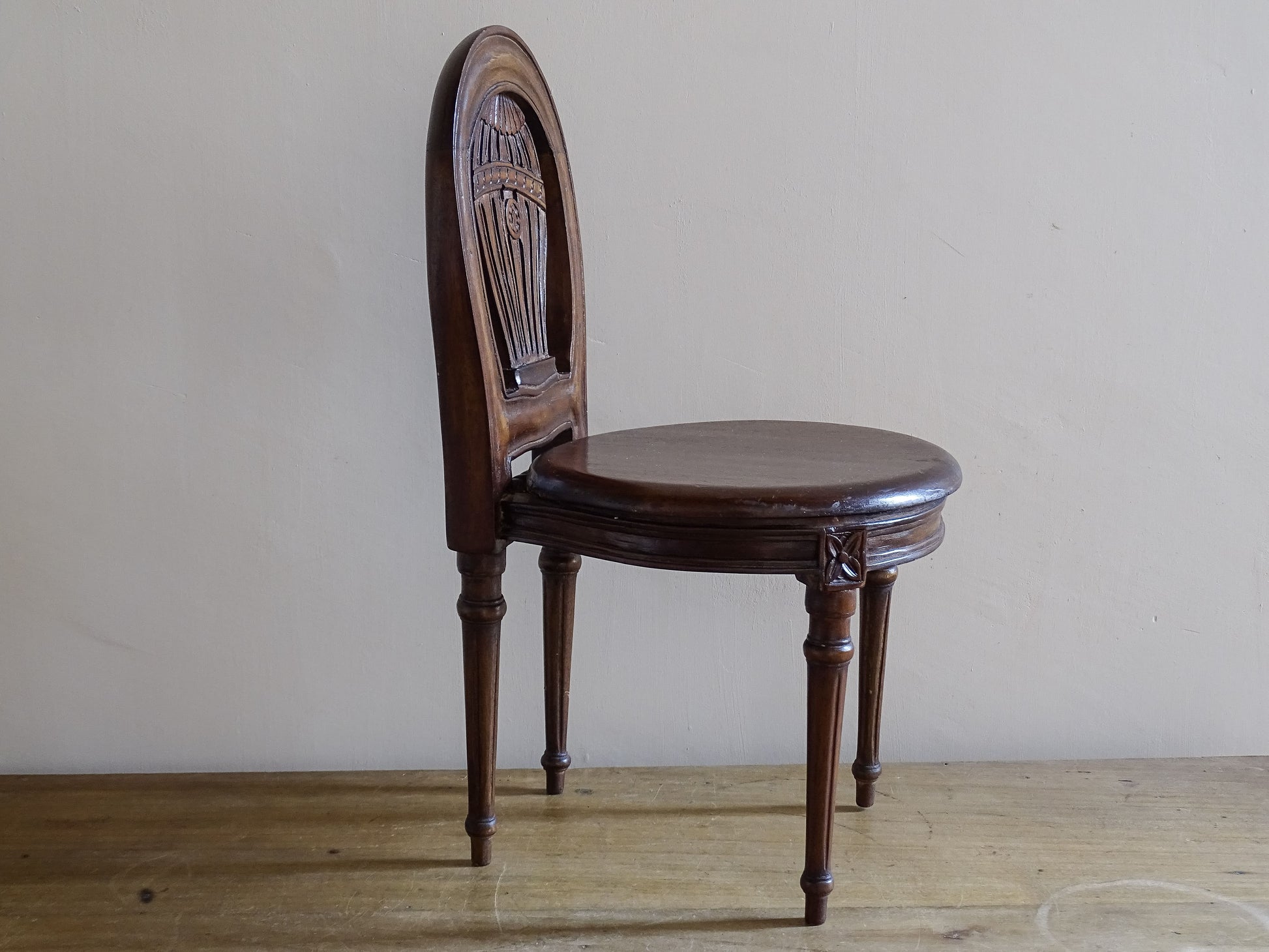 Antique miniature salon chair with Montgolfière back and turned wooden legs