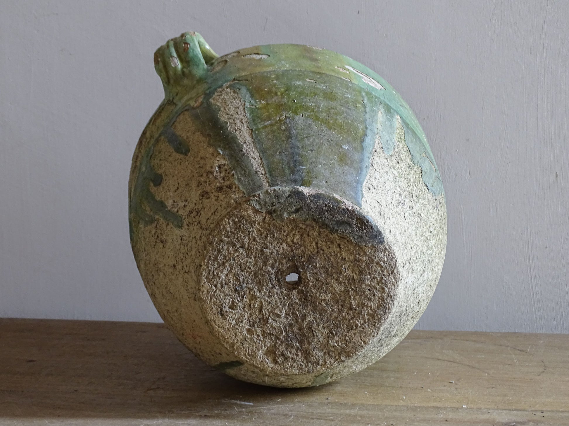 Rustic South West France pottery confit pot with aged glaze and sculptural form