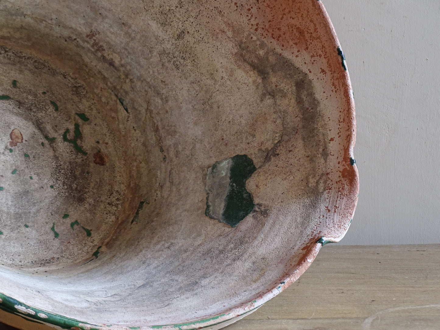 Antique French kitchen pottery tian with authentic rustic wear