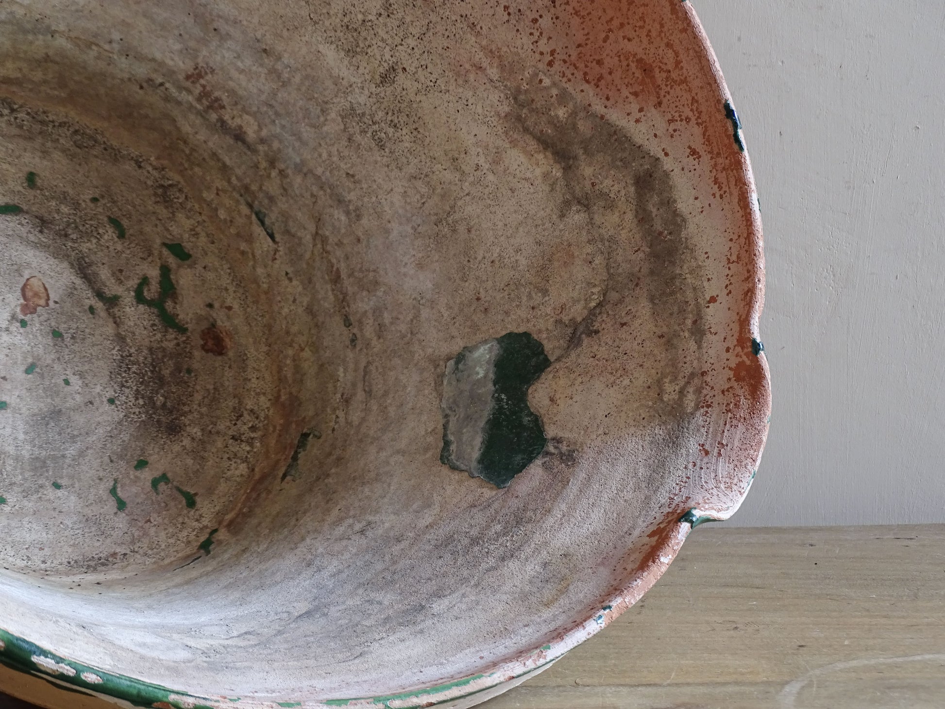 Antique French kitchen pottery tian with authentic rustic wear