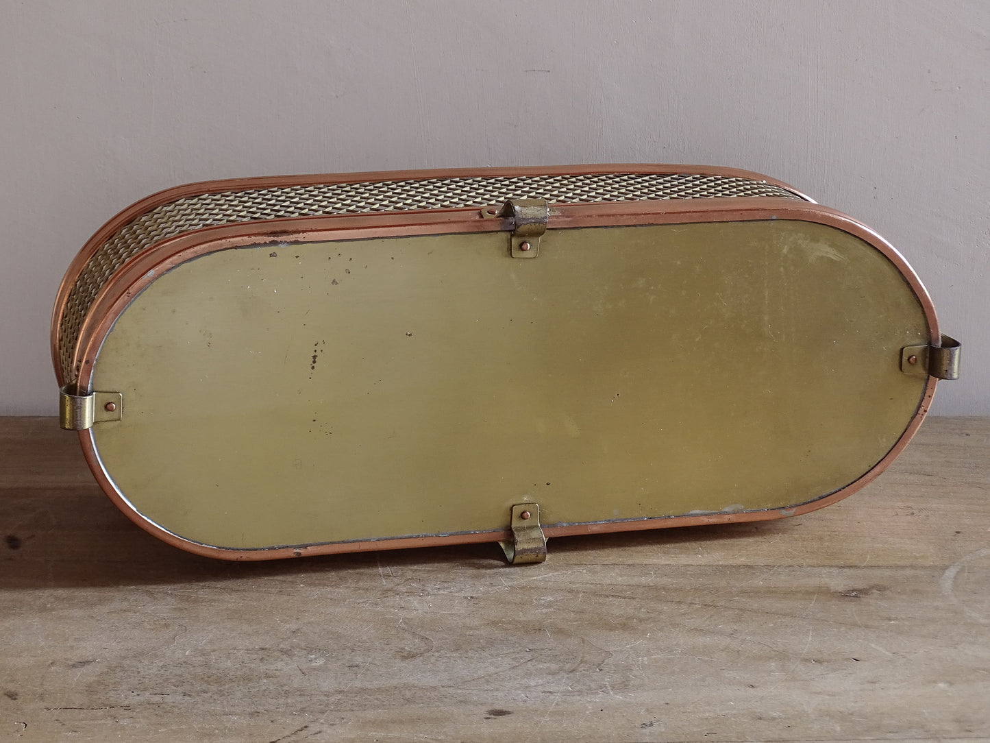 Mid-century brass mesh jardinière suitable for conservatory or indoor plant display