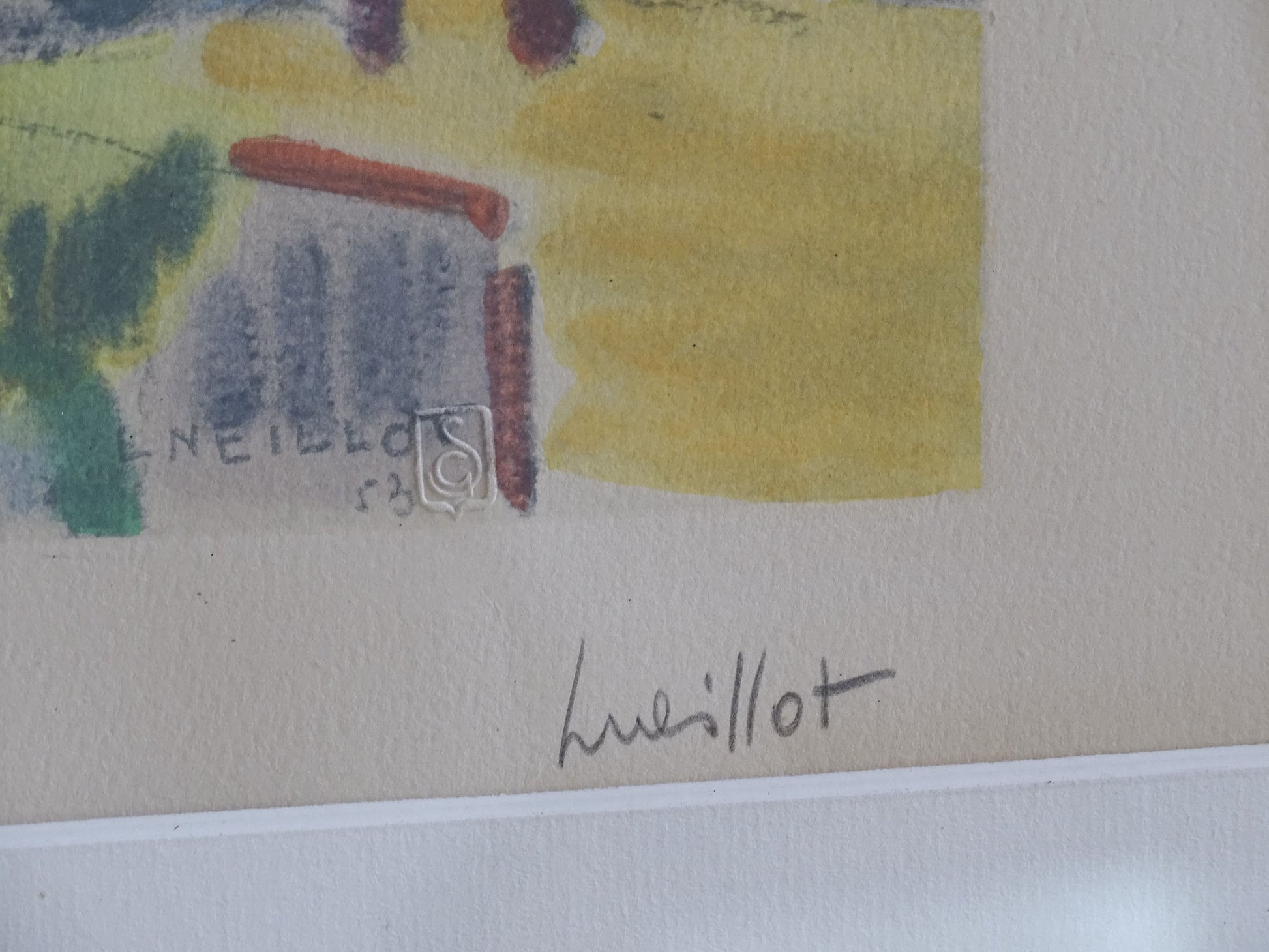 Pencil signature of French artist Louis Neillot on limited edition lithograph