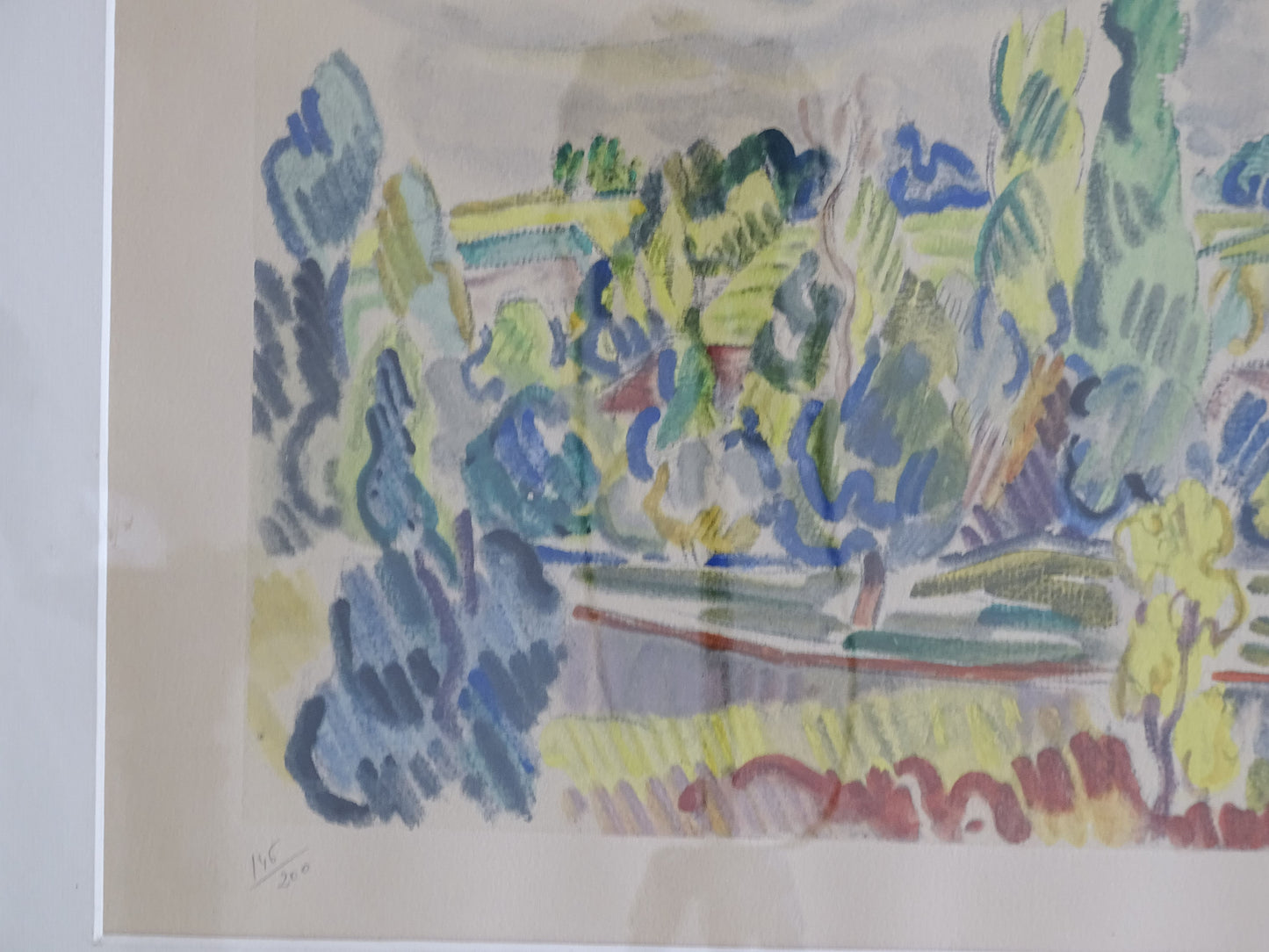 Framed vintage French landscape artwork by Louis Neillot ready to hang