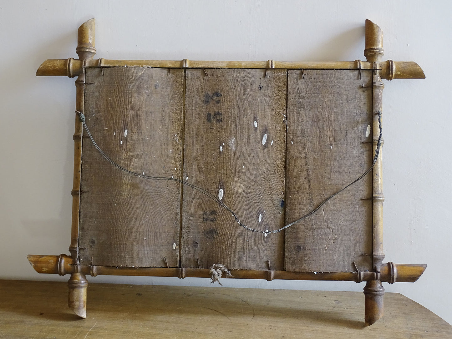 Decorative French antique faux bamboo mirror with original mirror plate