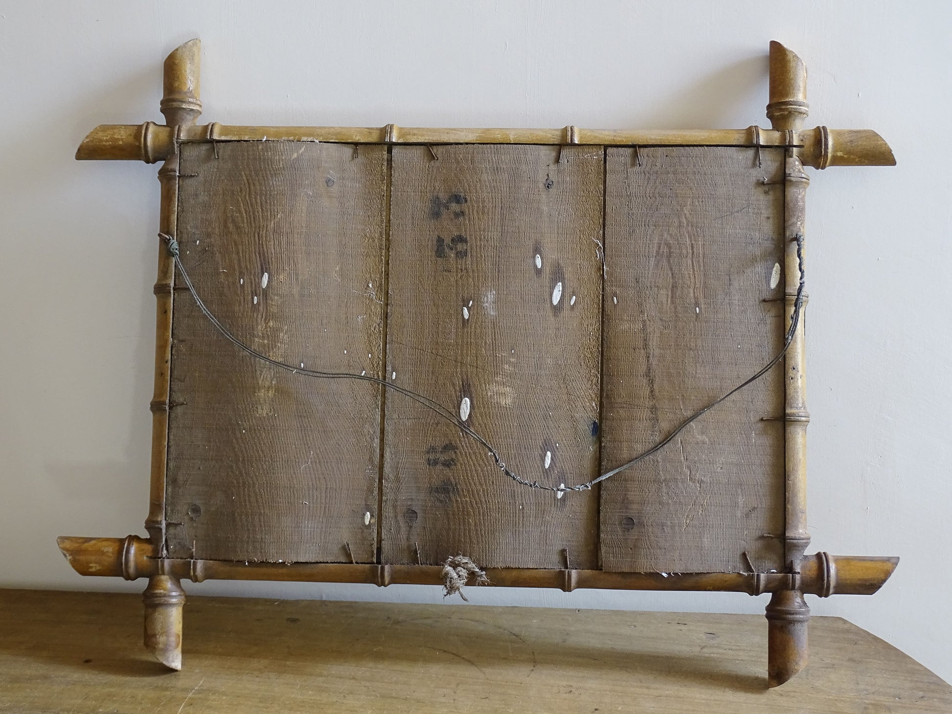 Decorative French antique faux bamboo mirror with original mirror plate