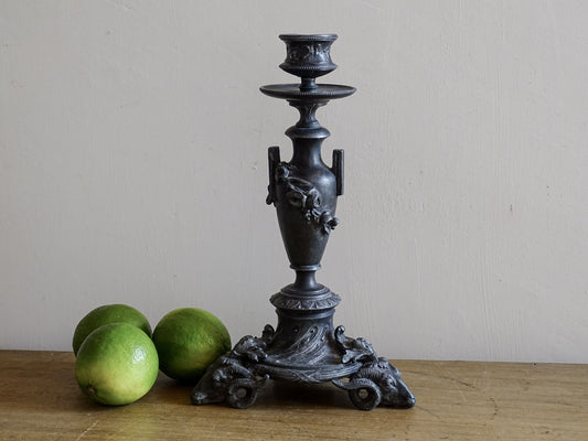 French antique candlestick with ram's head base