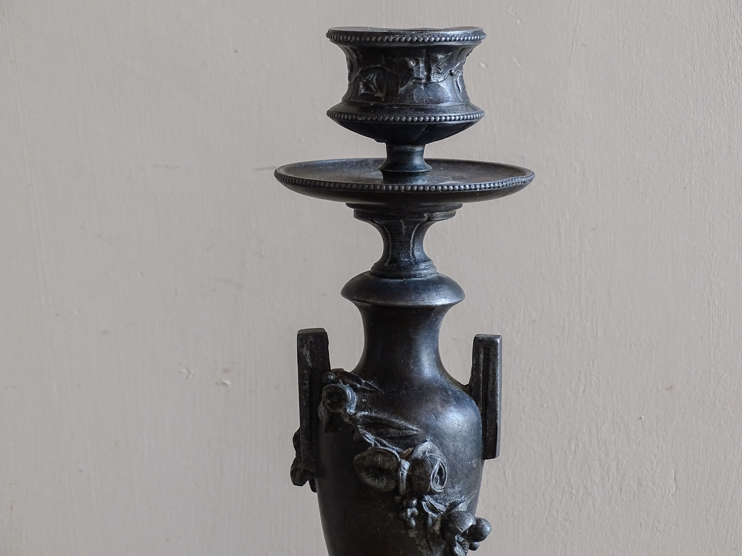 Decorative antique metal candlestick