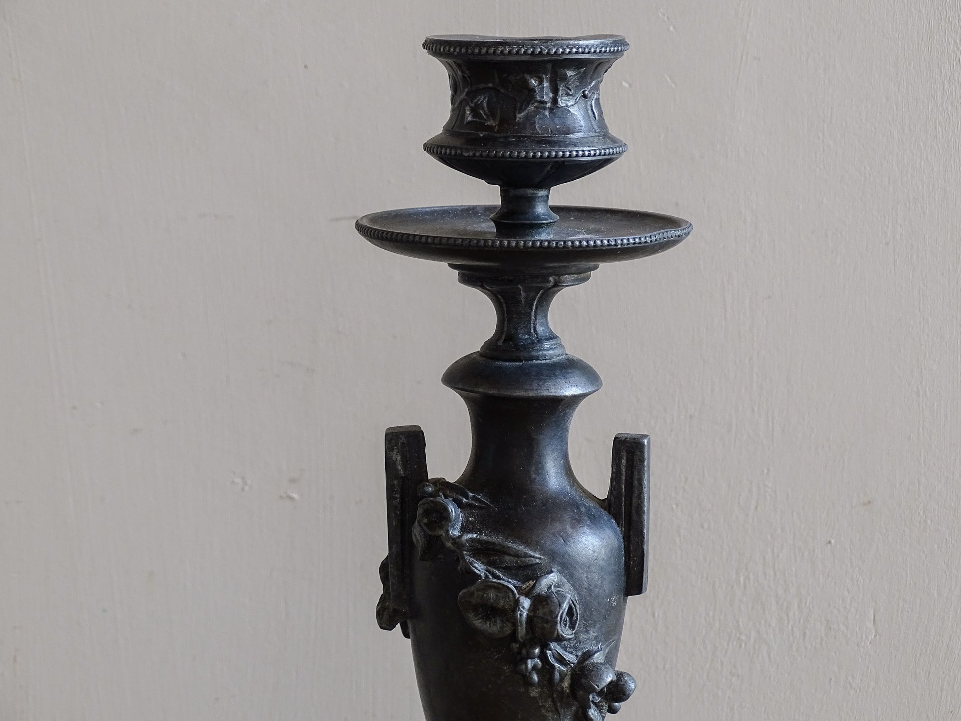 Decorative antique metal candlestick