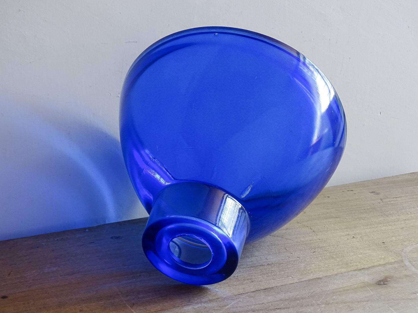 Vintage blue glass pendant light shade from France