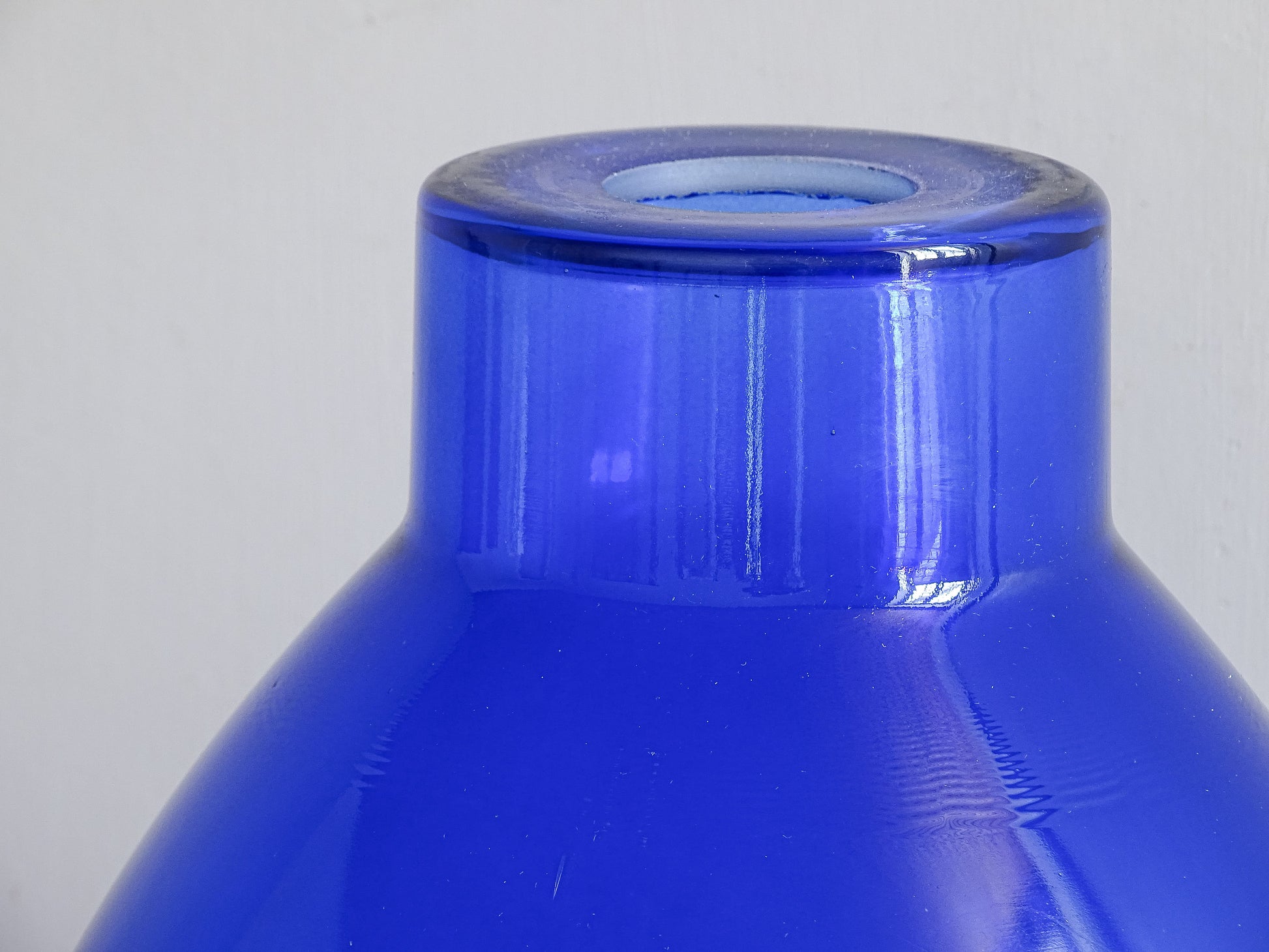 Thick cobalt blue glass light shade for pendant lighting