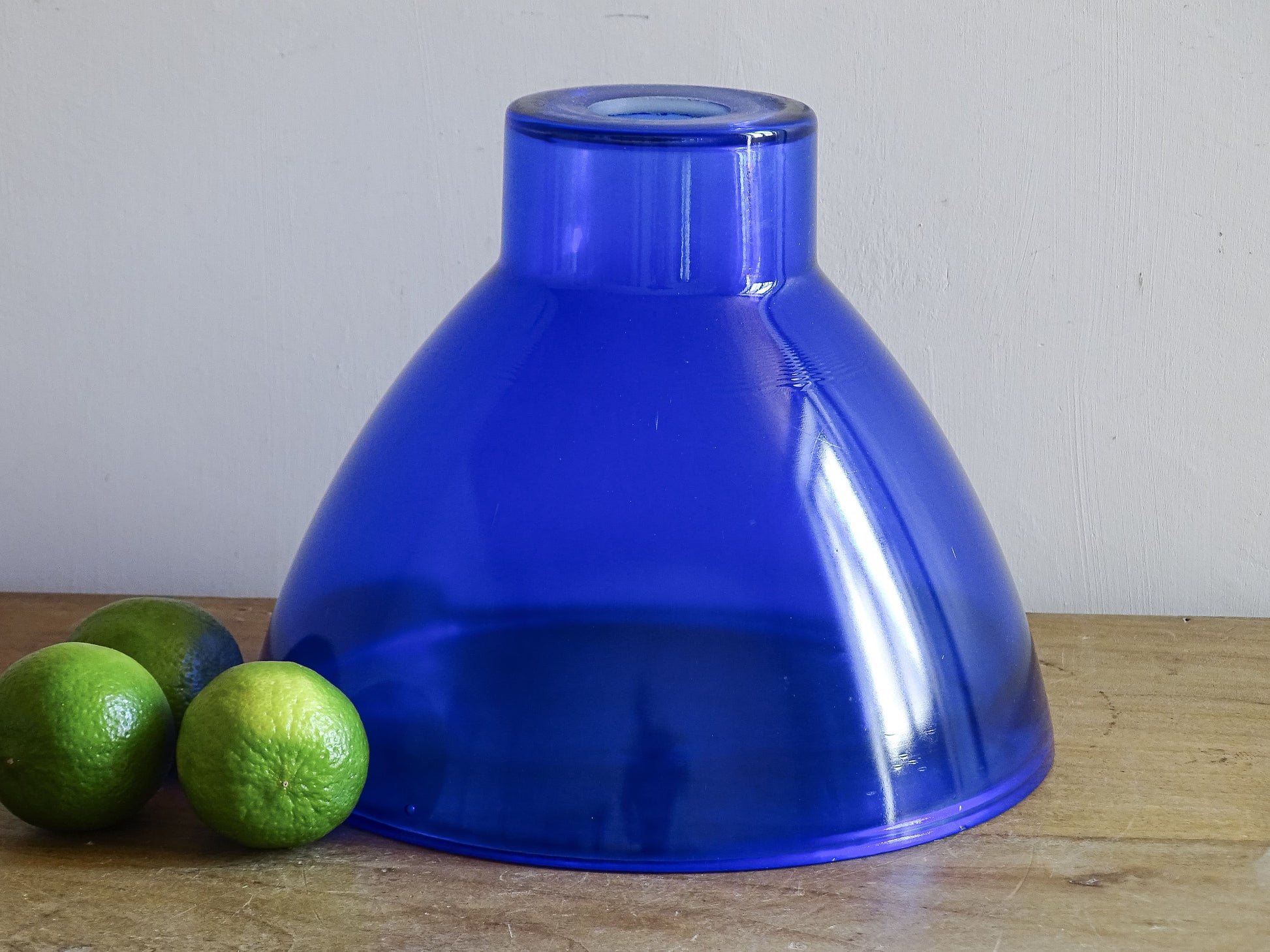 French vintage cobalt blue glass pendant light shade