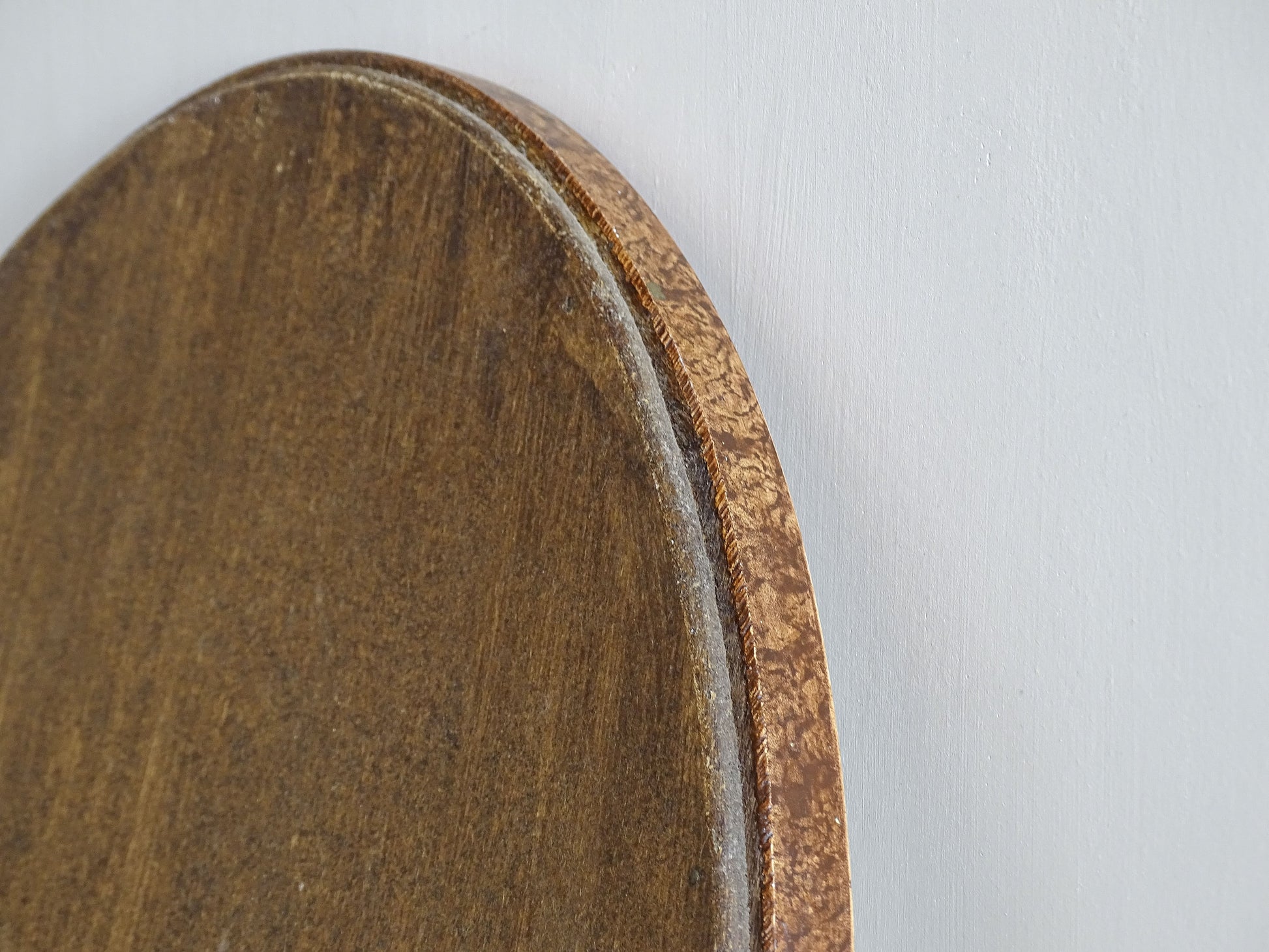 Oval burr walnut veneer mirror sourced in France