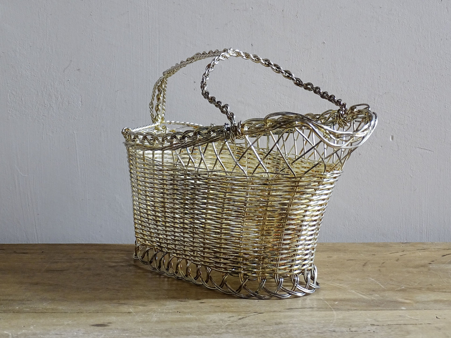 French Vintage Wine Basket with Handle