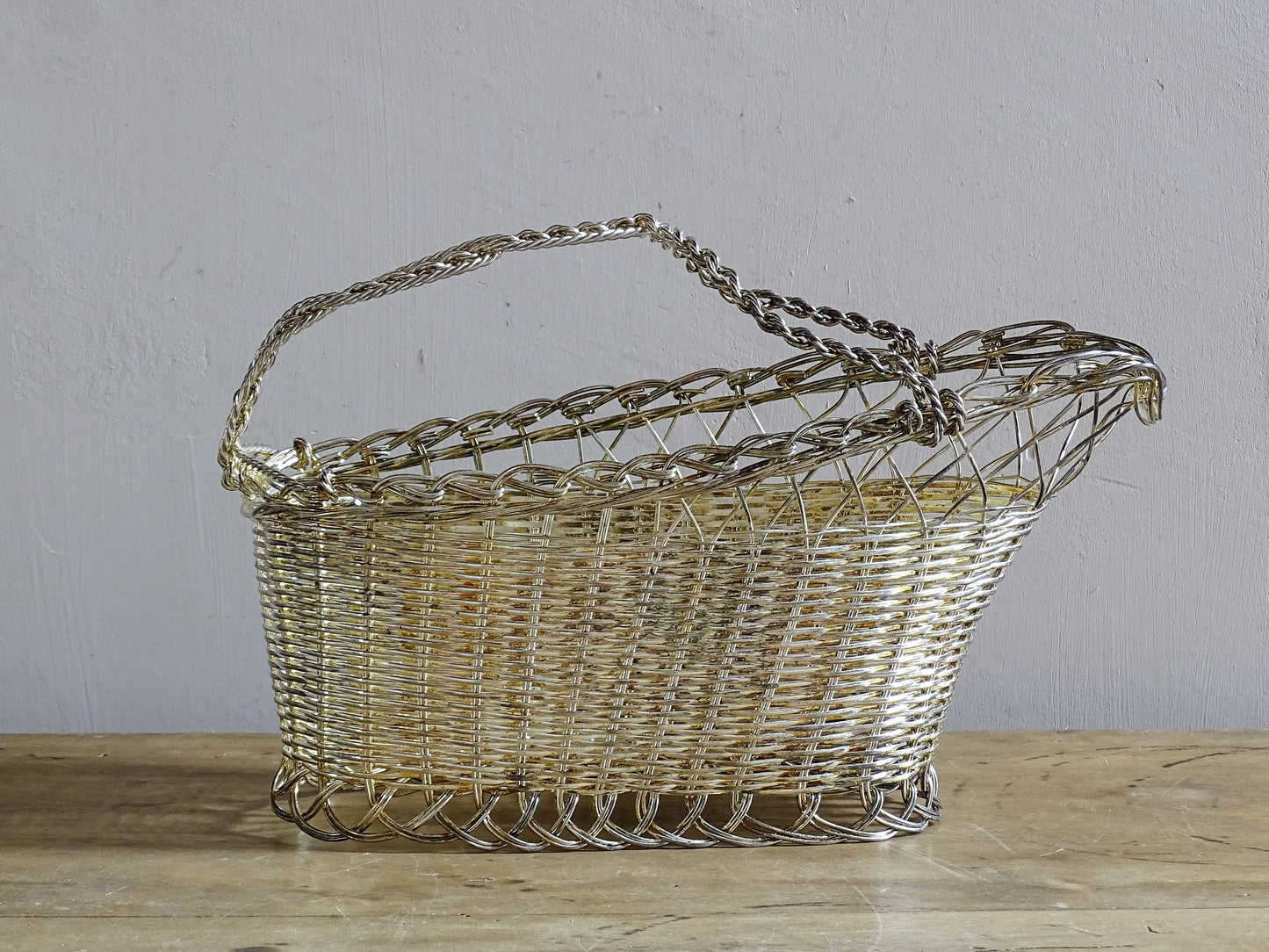 French Vintage Wine Basket with Handle