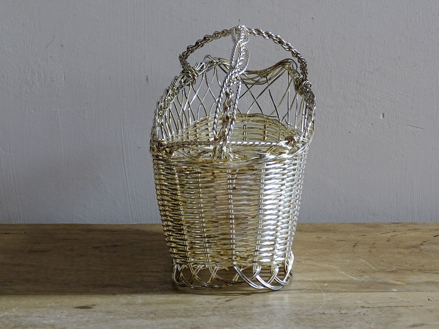 French Vintage Wine Basket with Handle