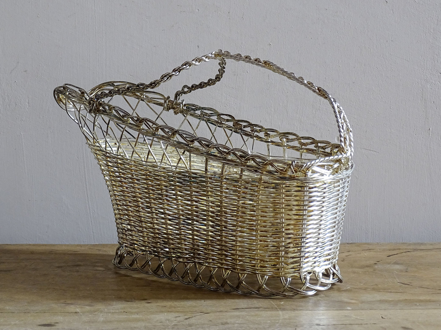 French Vintage Wine Basket with Handle